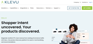 screen shot of Klevu's website homepage.