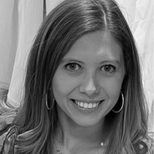 Profile head shot in black and white of Daniela Rouse.